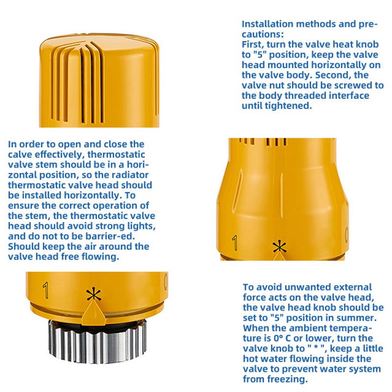 BAIYILUN hvac Yellow Spray Paint trv Thermostatic Radiator valve Head for Radiator
