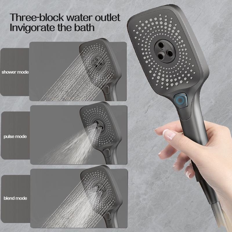 Black Gun Gray Copper Piano Shower Set 4 Functions Rainfall Shower Head Bathroom Shower System With Temperature