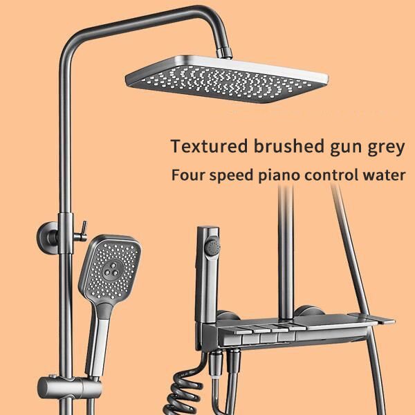 New Trend LED Bathroom Digital Temperature Display Shower Mixer Piano Shower Set With Ambient Light Shower System