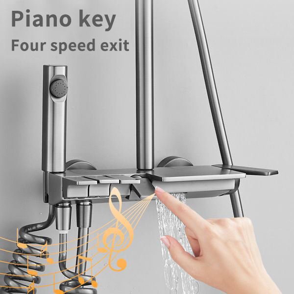 New Trend LED Bathroom Digital Temperature Display Shower Mixer Piano Shower Set With Ambient Light Shower System