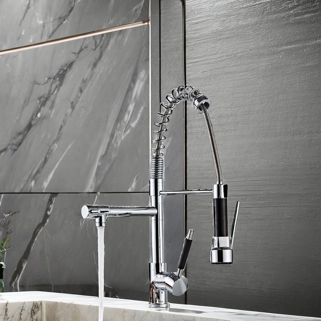 Modern Stainless Steel Kitchen Faucet Tap for Hotel or Apartment Deck Mounted with Ceramic Valve Sleek Sink Mixer