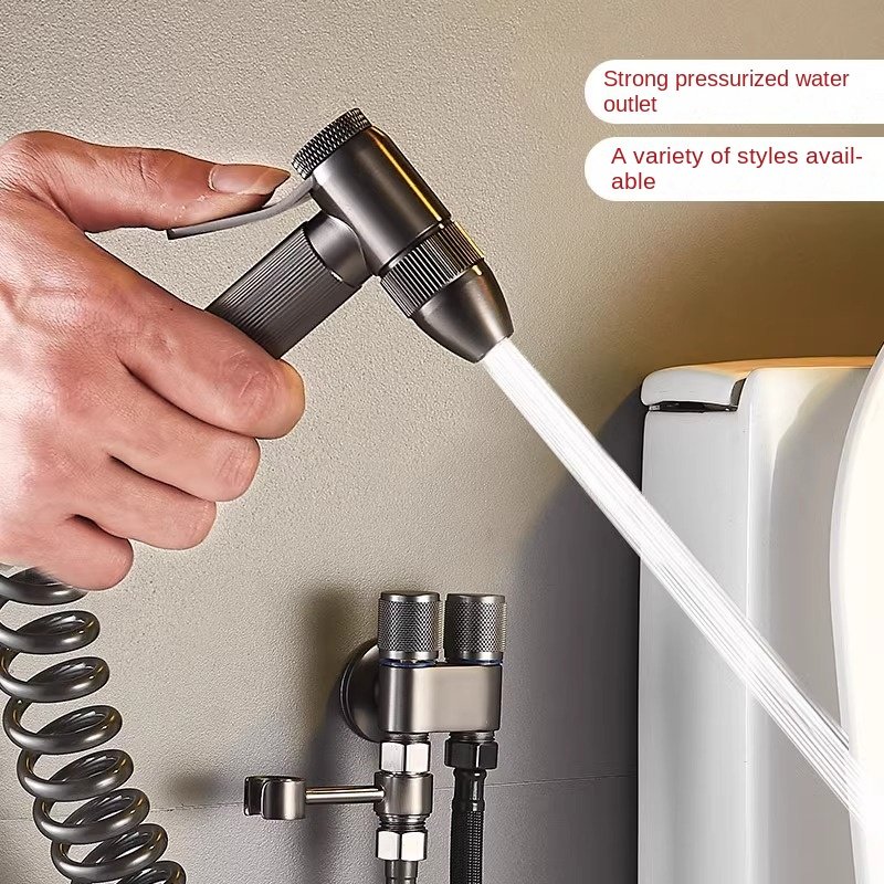 Hot Selling Black Hot/Cold Mixing Valve Brass Supercharged Spray Gun Handheld Toilet Flusher Bidet Sprayer