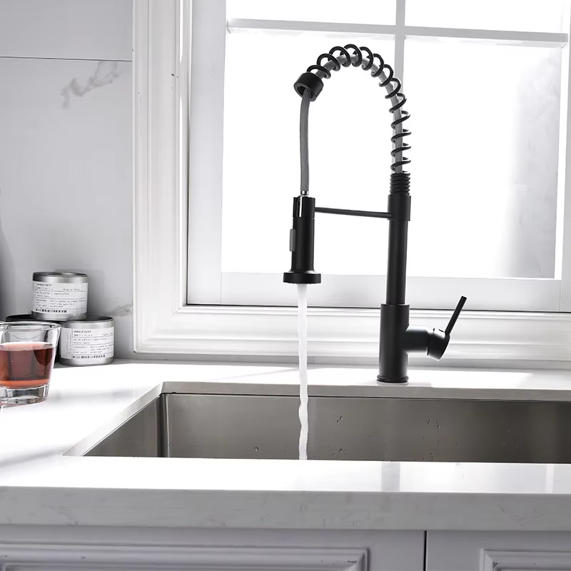High Brushed Nickel Pull Down Kitchen Faucet Stainless Steel Single Handle Pull Down Sprayer Kitchen Sink Faucet Mixer Water Tap