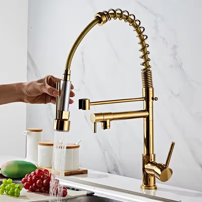 High Brushed Nickel Pull Down Kitchen Faucet Stainless Steel Single Handle Pull Down Sprayer Kitchen Sink Faucet Mixer Water Tap
