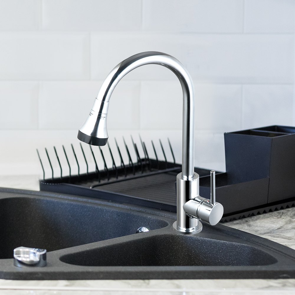 Chaoling hot sale deck mounted 201 SS pull down single handle kitchen sink mixer tap