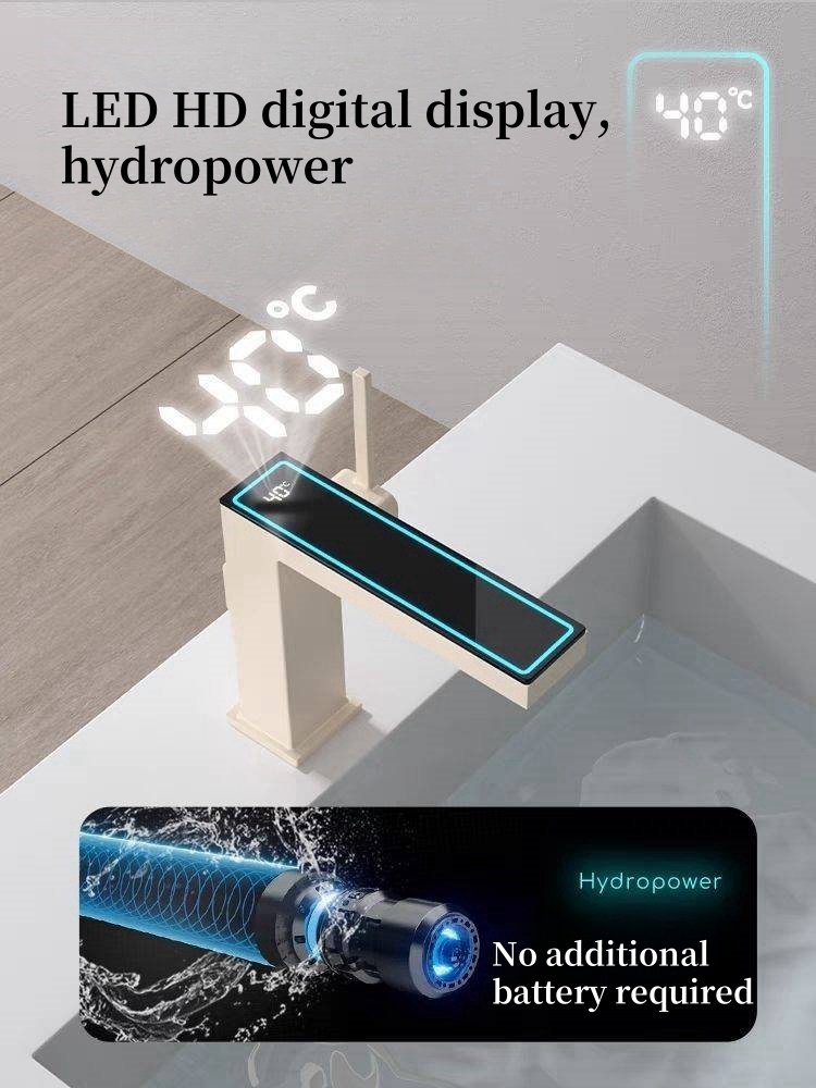 Modern Single-Handle LED Bathroom Faucet New Design Black Brass Washbasin Water Tap with Ceramic Valve Core Classic Style