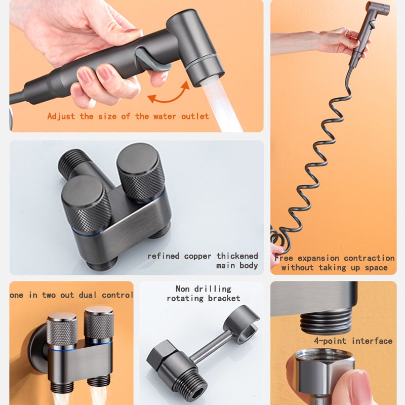 Toilet companion spray gun flush one in two out faucet angle valve with high-pressure wall mounted handle sprayer set