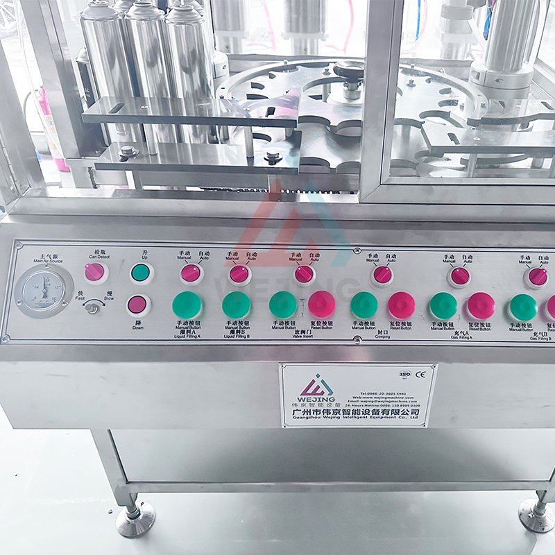 Fully automatic 4 in 1 aerosol filling machine with insert valve system