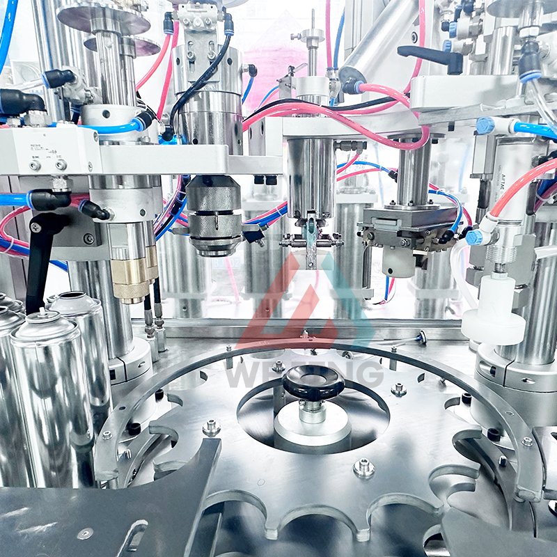 Fully automatic 4 in 1 aerosol filling machine with insert valve system