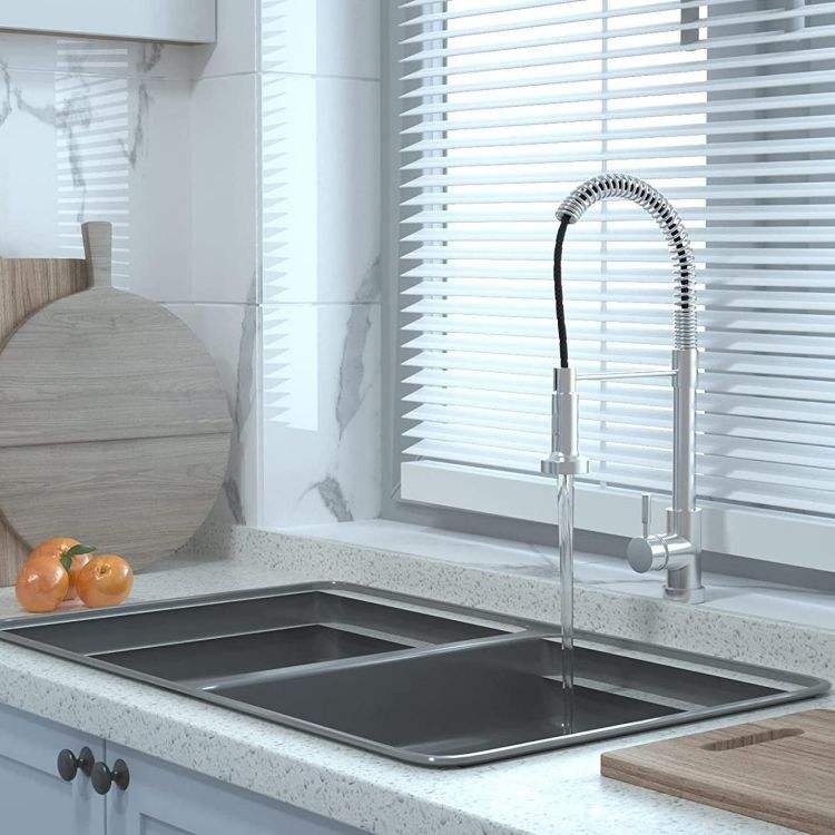 HUAGAO Modern Single-Hole Stainless Steel Kitchen Sink Multifunctional Pull-Out Valve Flexible Gourmet Copper Color Modern