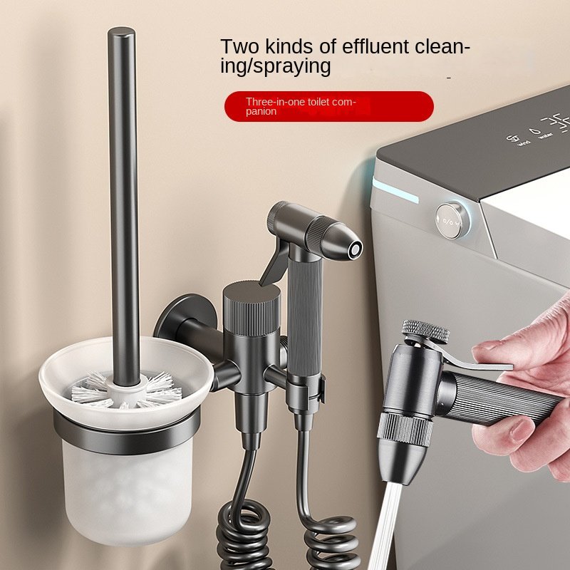 Toilet Angle Valve Copper Booster Three-In-One Accessory High Pressure Bathroom Sprayer Bidet With Spray Gun