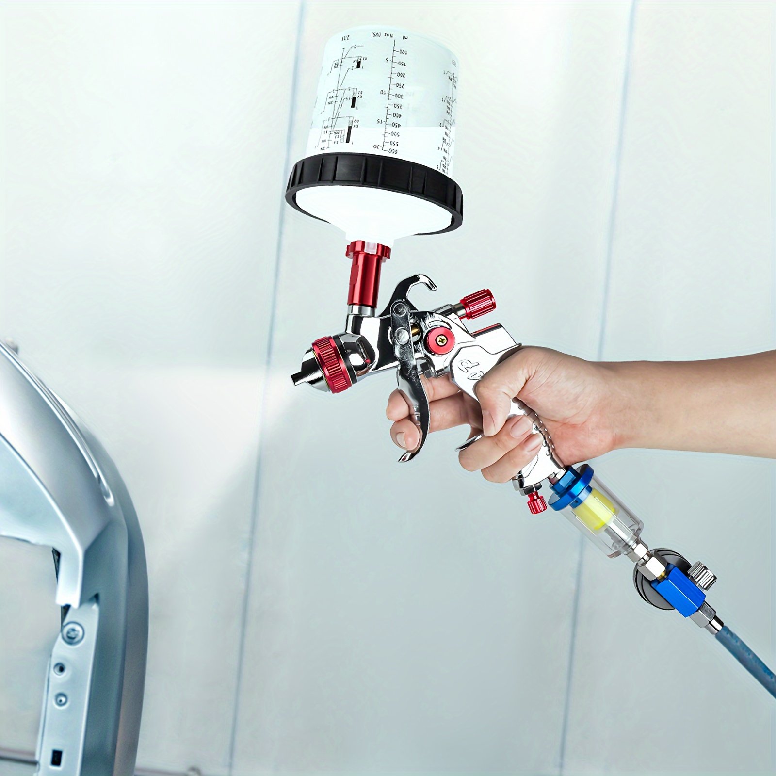 Spray Gun Oil Water Separator With Air Pressure Regulating Gauge 1/4" Filter Pressure Reducing Valve Air Pressure Cleaner