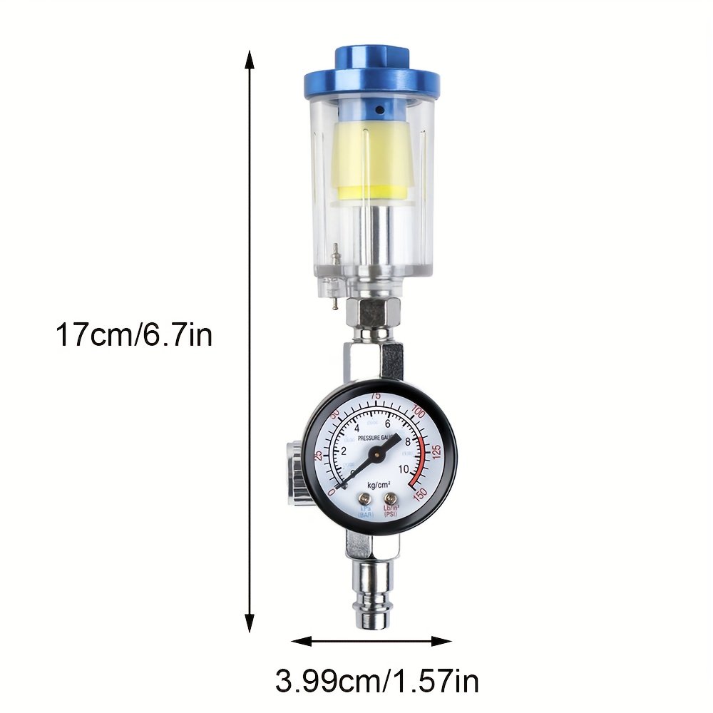 Spray Gun Oil Water Separator With Air Pressure Regulating Gauge 1/4" Filter Pressure Reducing Valve Air Pressure Cleaner