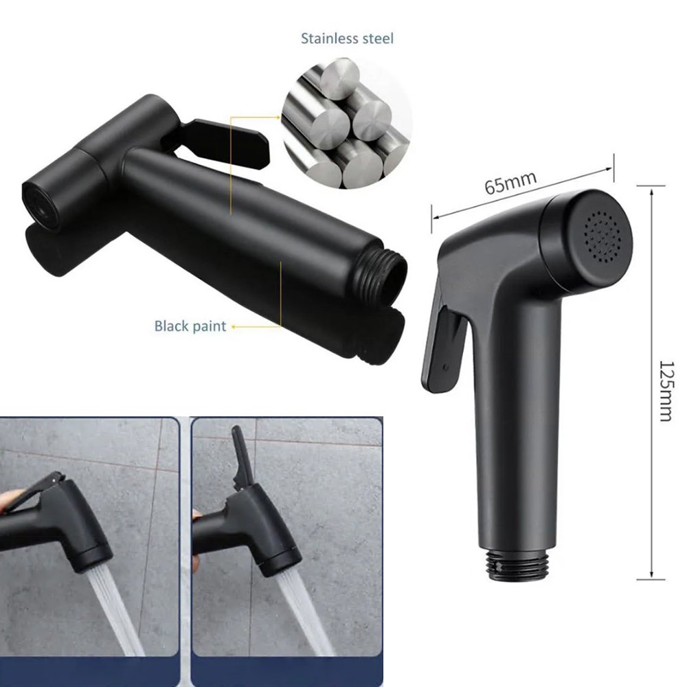 Matt Black Series Bathroom Accessories Toilet Faucet Spray Gun Sprayer Shower Head Handheld Water Tap Valve Bidet Hose Holder