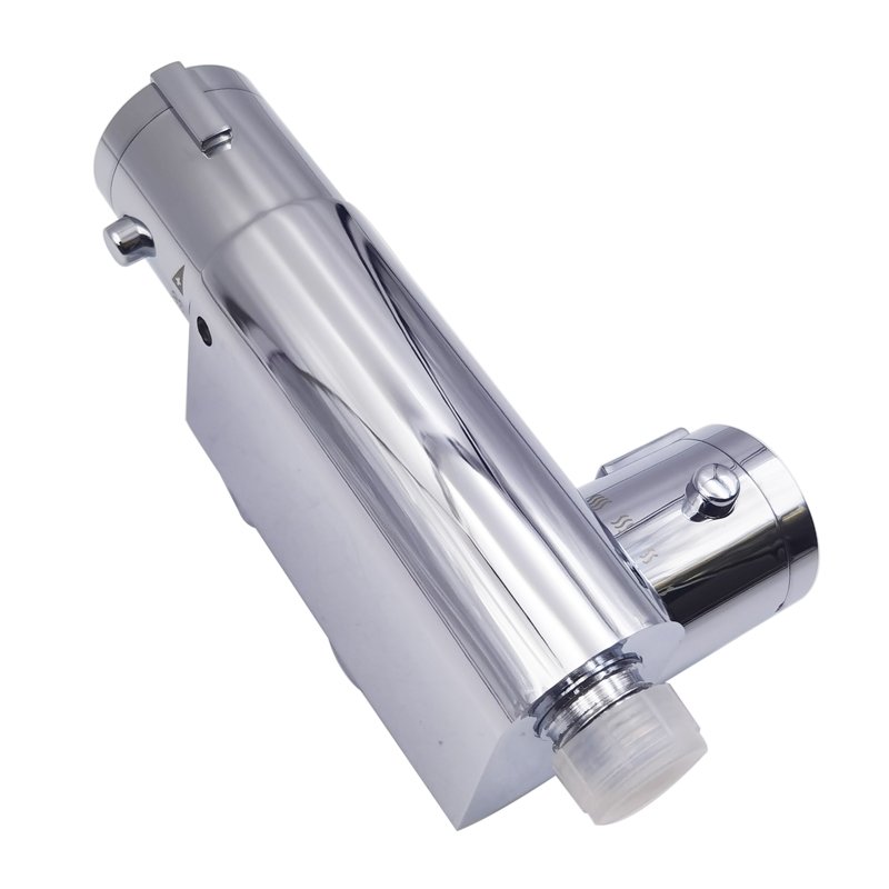 NBYT-86005 Ultra Vertical Minimalist Bar Shower Valve Dual Handle Ceramic Thermostatic Rain Spray Pattern Chrome Brass Polished