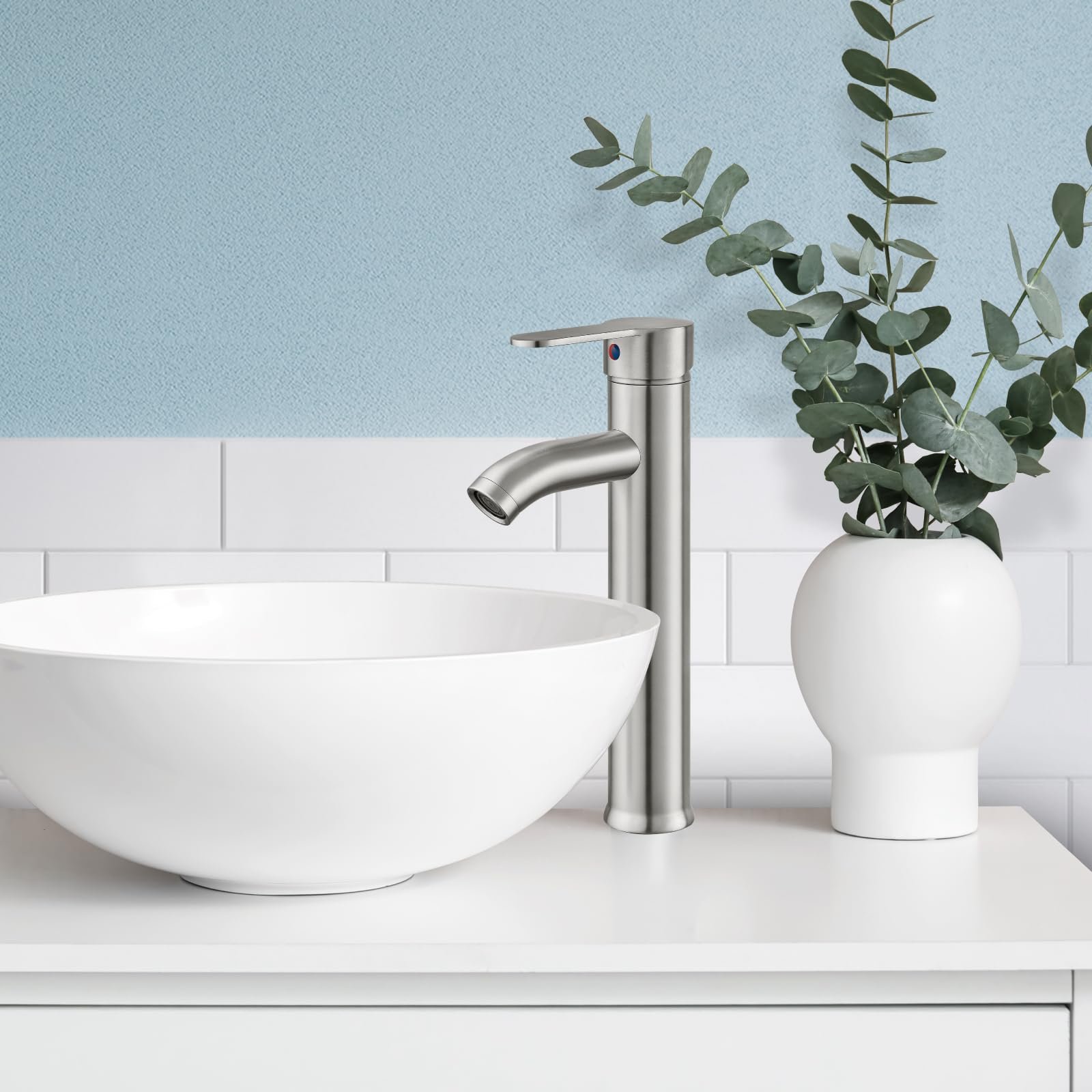 Factory Manufacturing Single Handle Brass Bathroom Tap Brushed Nickel Deck Mounted Ceramic Valve Hot Cold Water Basin Faucet