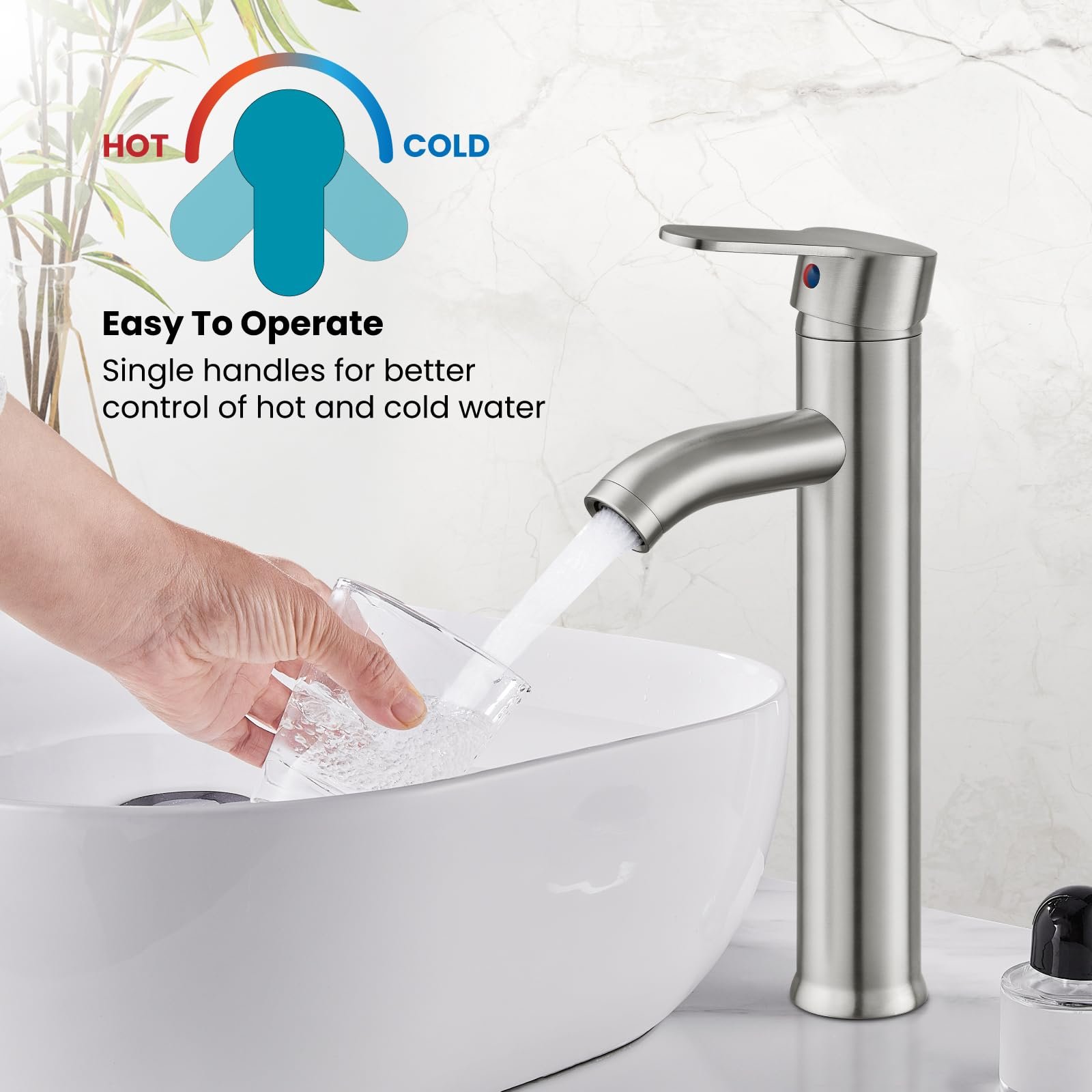 Factory Manufacturing Single Handle Brass Bathroom Tap Brushed Nickel Deck Mounted Ceramic Valve Hot Cold Water Basin Faucet