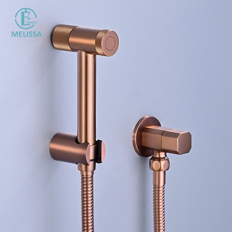 Melissa Modern Brass Bathroom Brushed gay toilet bidet spray shattaf set Handheld shower Angle Valve