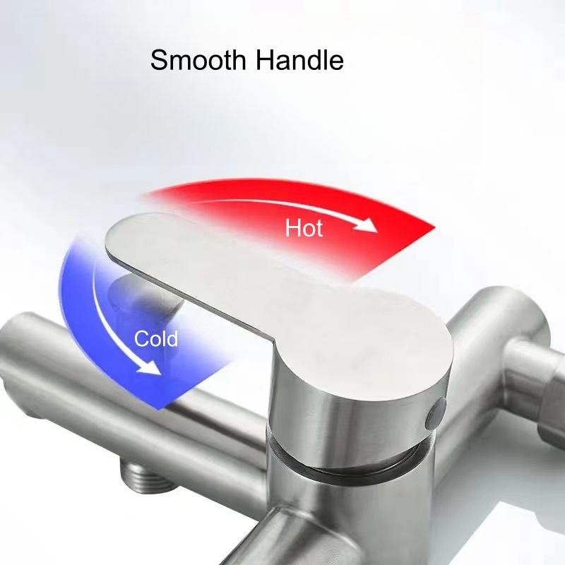 Simply Economic Black Wall Hanging Rain Shower Faucet Set SUS 304 Bathtub Faucet Set With Hand Shower and Shower Column