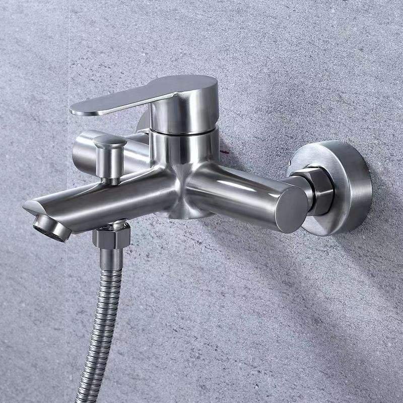 Simply Economic Black Wall Hanging Rain Shower Faucet Set SUS 304 Bathtub Faucet Set With Hand Shower and Shower Column