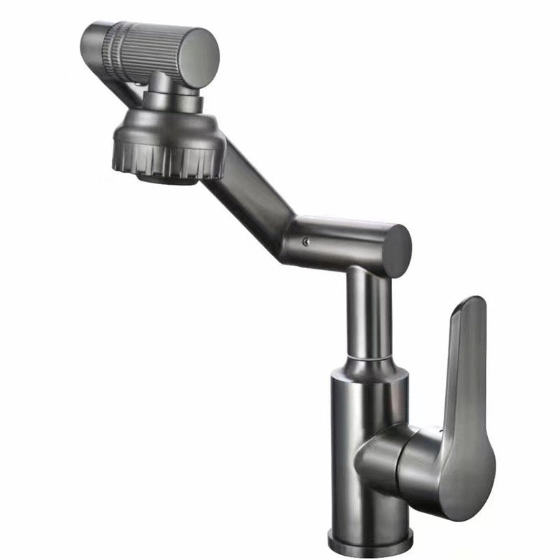 Modern Single-Hole Stainless Steel Faucet with Ceramic Valve Core Hot and Cold Water Deck Mounted Tap for Bathroom or Kitchen