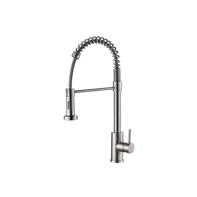 Modern Single-Handle Spring-Pull Blackened Kitchen Faucet Deck Mounted with Ceramic Valve Core & Sink Includes Mixer Cover Plate