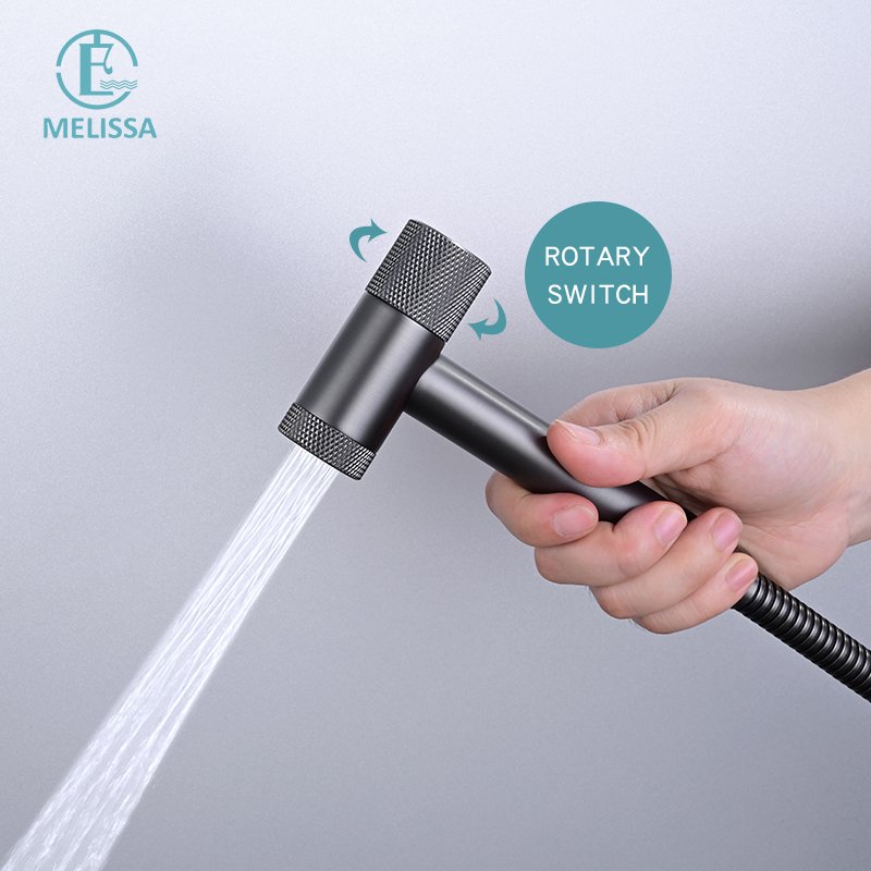 Melissa Modern Brass Bathroom Brushed gay toilet bidet spray shattaf set Handheld shower Angle Valve