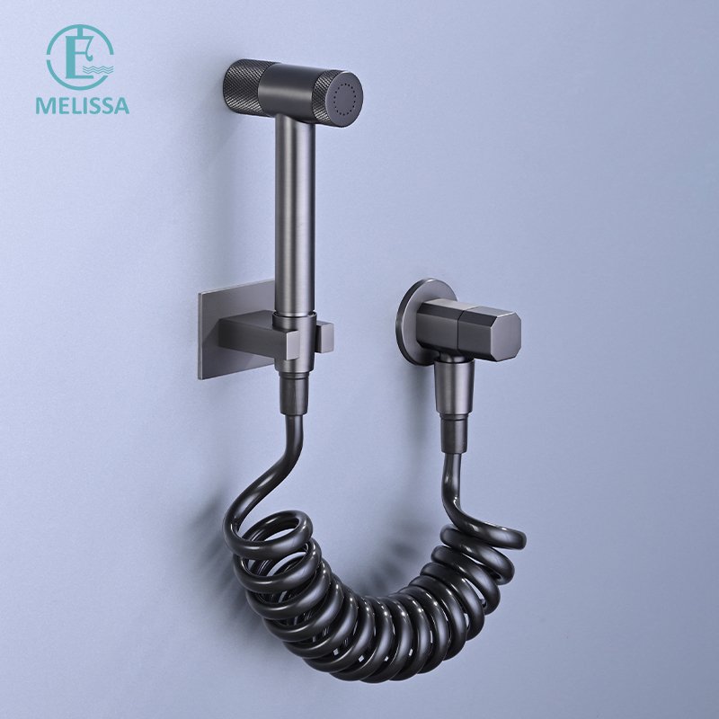 Melissa Modern Brass Bathroom Brushed gay toilet bidet spray shattaf set Handheld shower Angle Valve