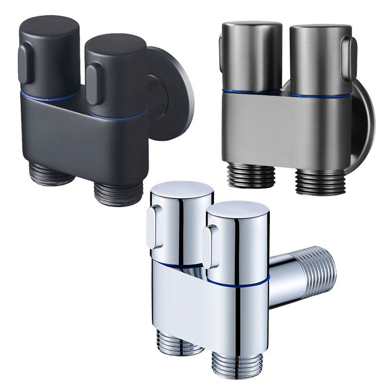 Toilet Washing Machine Angle Valve Household brass Double Outlet Angle Valve with bidet sprayer gun