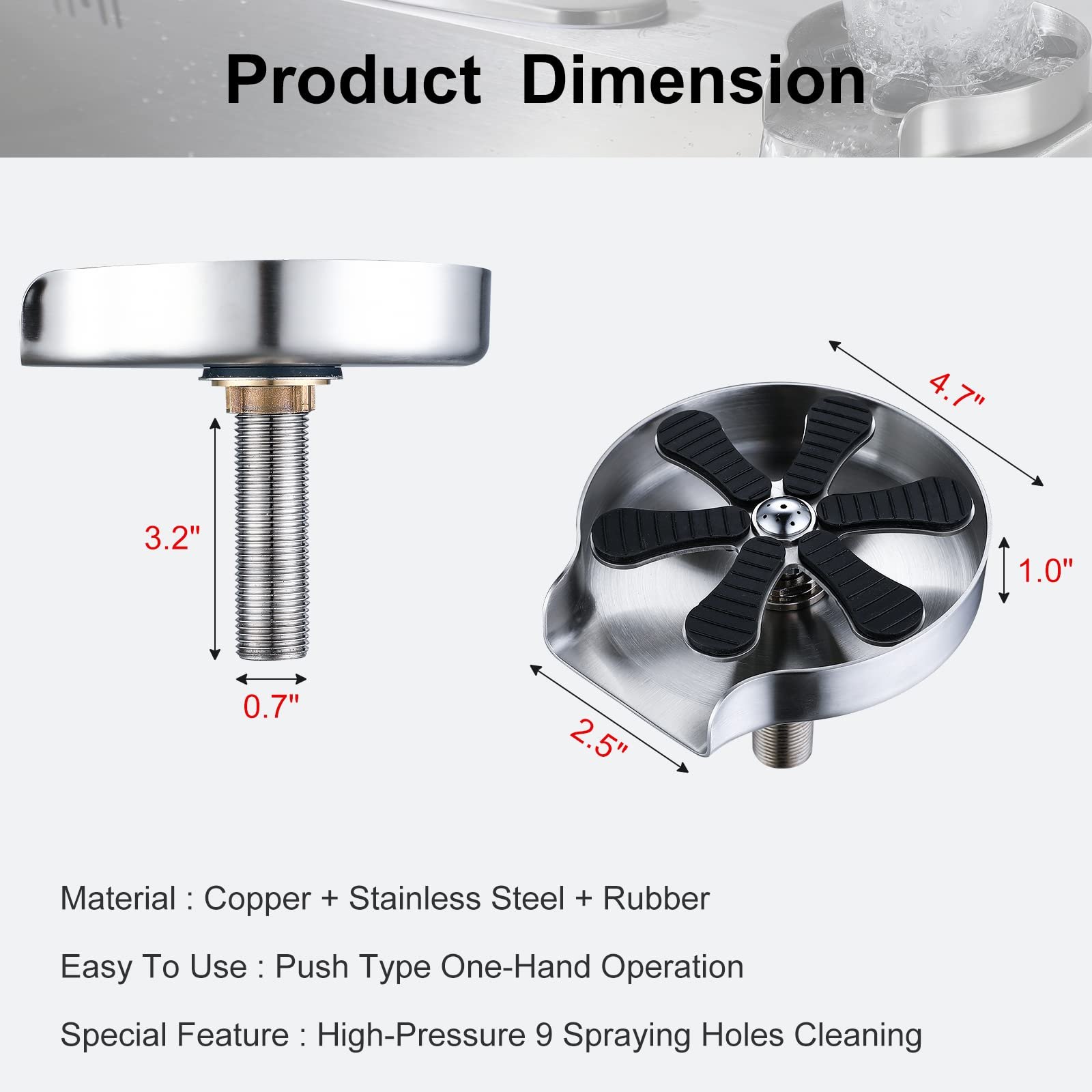 Kitchen Sink Product Glass Rinser Magnet High Pressure Water Cleaning Tool Spray Bottle
