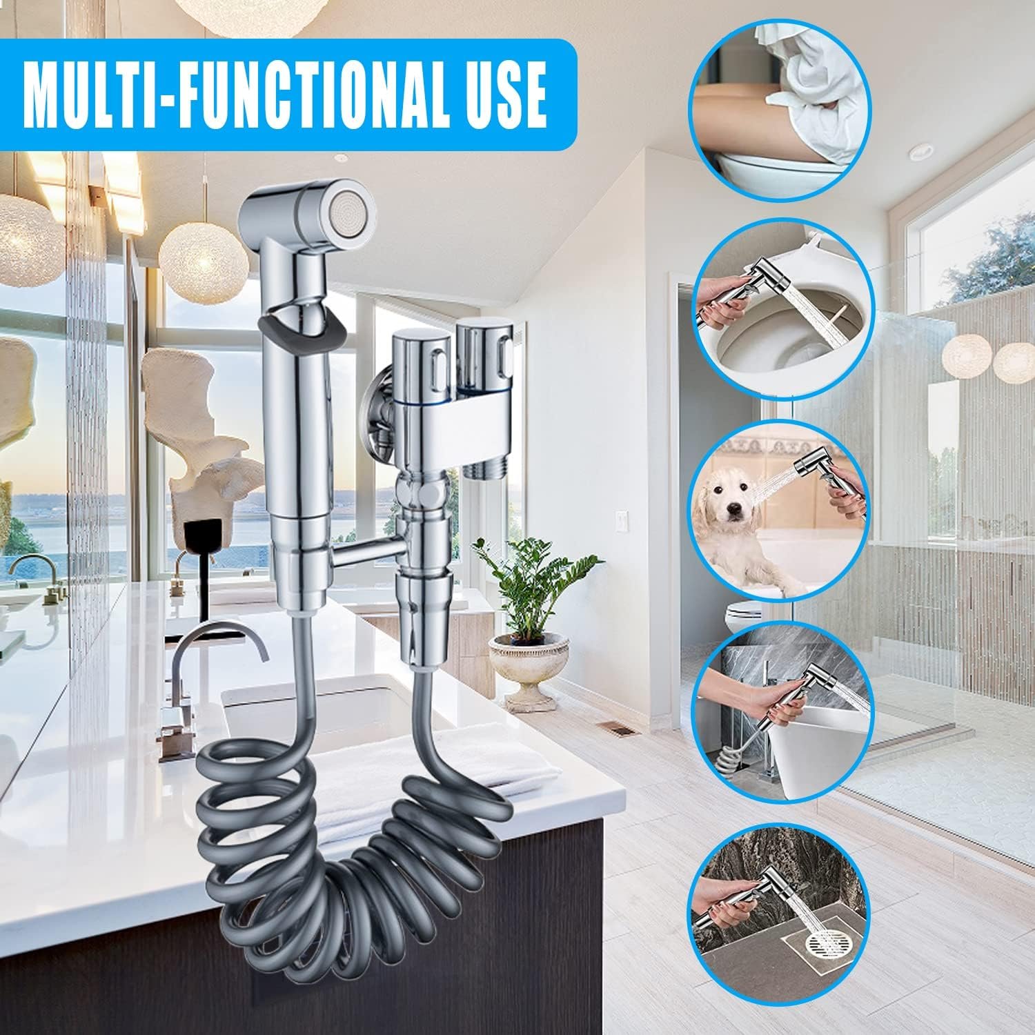 Brass Valve Body Warm Water Bathroom Spray Gun Shataf WC ABS Hand Held Muslim Shower Shattaf Bidet Faucet Sprayer for Toilet