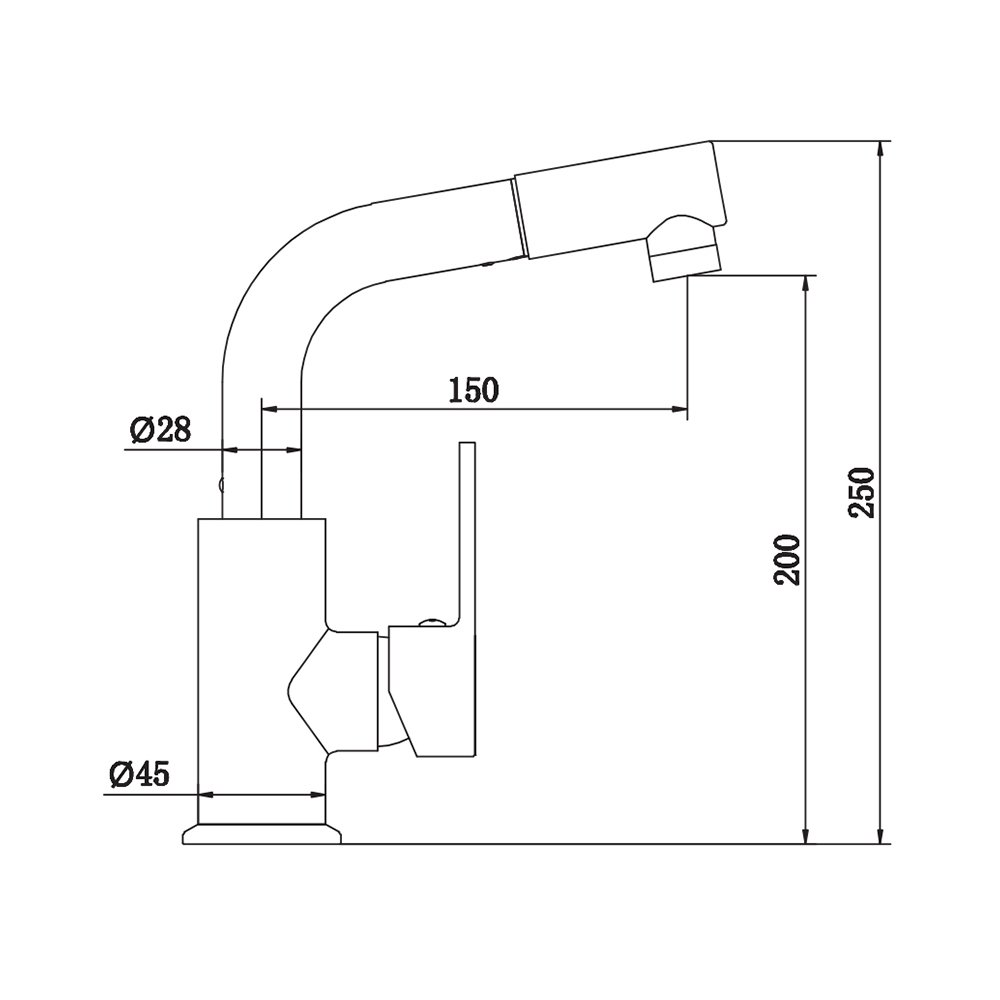 Chaoling hot sale deck mounted L shape pull out lavatory wash basin mixer faucet