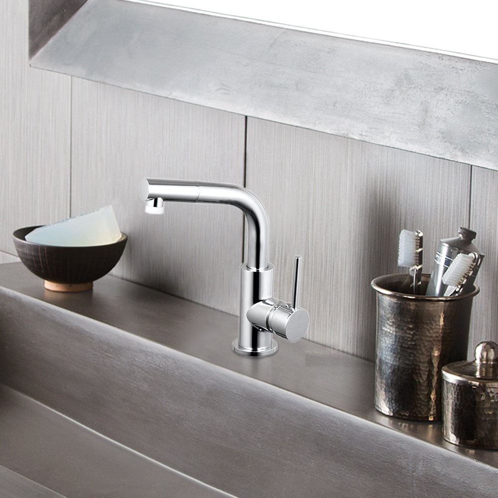 Chaoling hot sale deck mounted L shape pull out lavatory wash basin mixer faucet