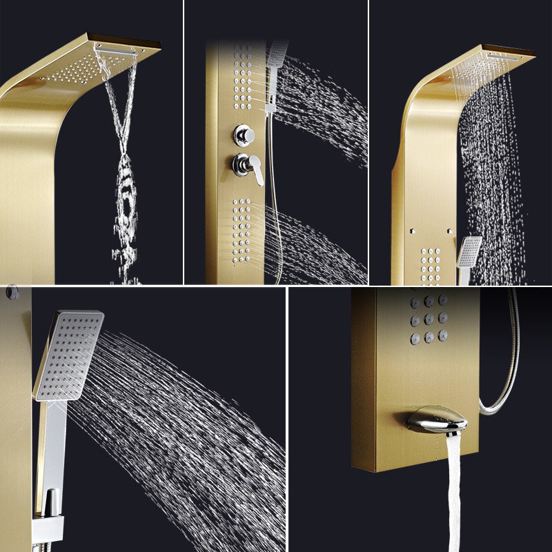 Intelligent Open-Mounted Bathroom Shower Screen 5-File Integrated Wall Bracket Durable Stainless Steel with Ceramic Valve Core