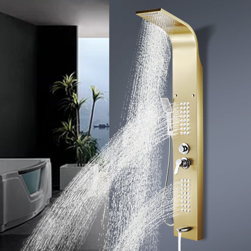Intelligent Open-Mounted Bathroom Shower Screen 5-File Integrated Wall Bracket Durable Stainless Steel with Ceramic Valve Core