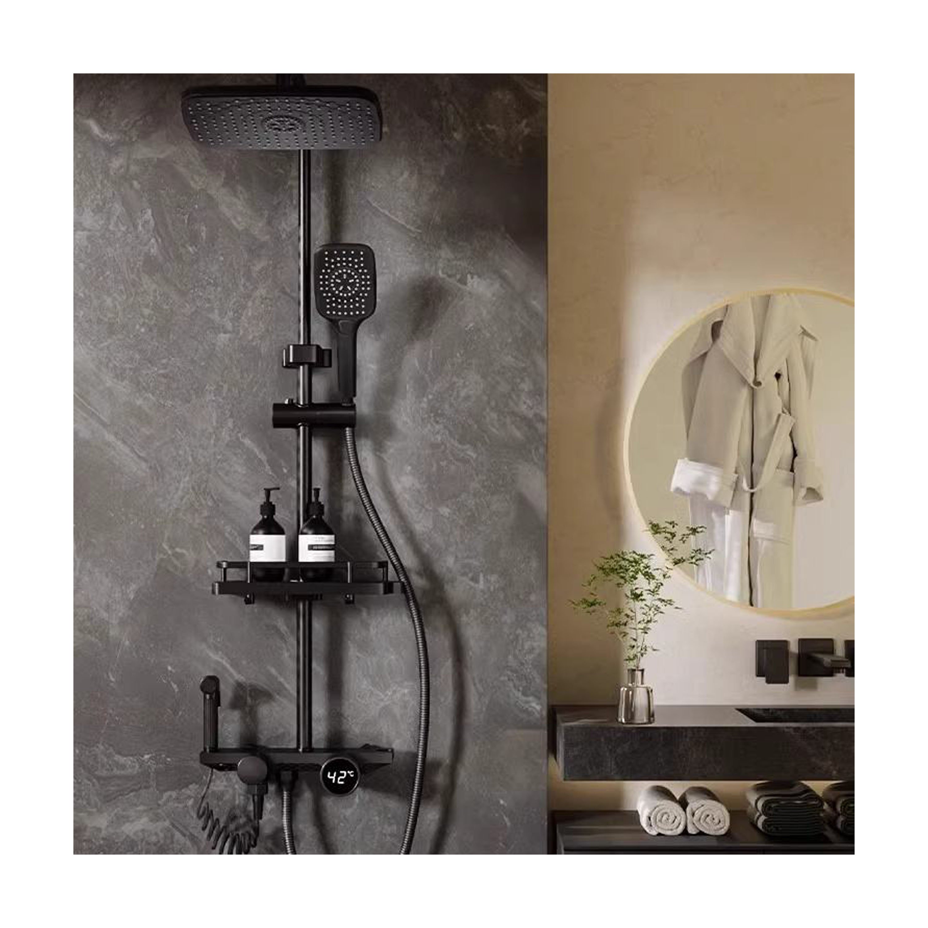 Thermostatic Digital Display Atmosphere Light Shower Head Set bathroom Shower Set