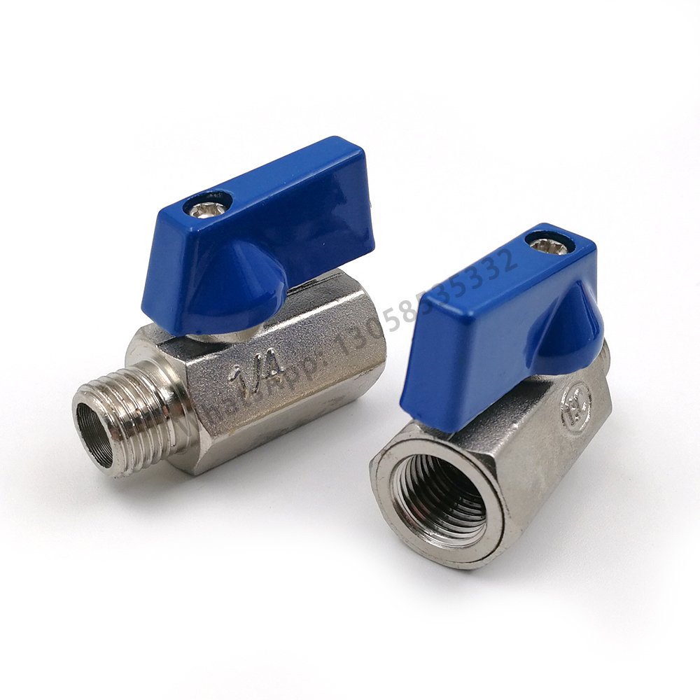 FY 1/8" 1/4" 3/8" 1/2" 3/4" 1" BSP Mini sanitary Female to Male Ball Valve steel blue handle