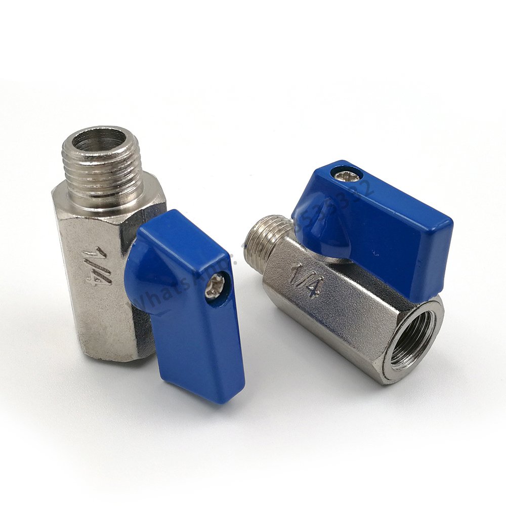 FY 1/8" 1/4" 3/8" 1/2" 3/4" 1" BSP Mini sanitary Female to Male Ball Valve steel blue handle
