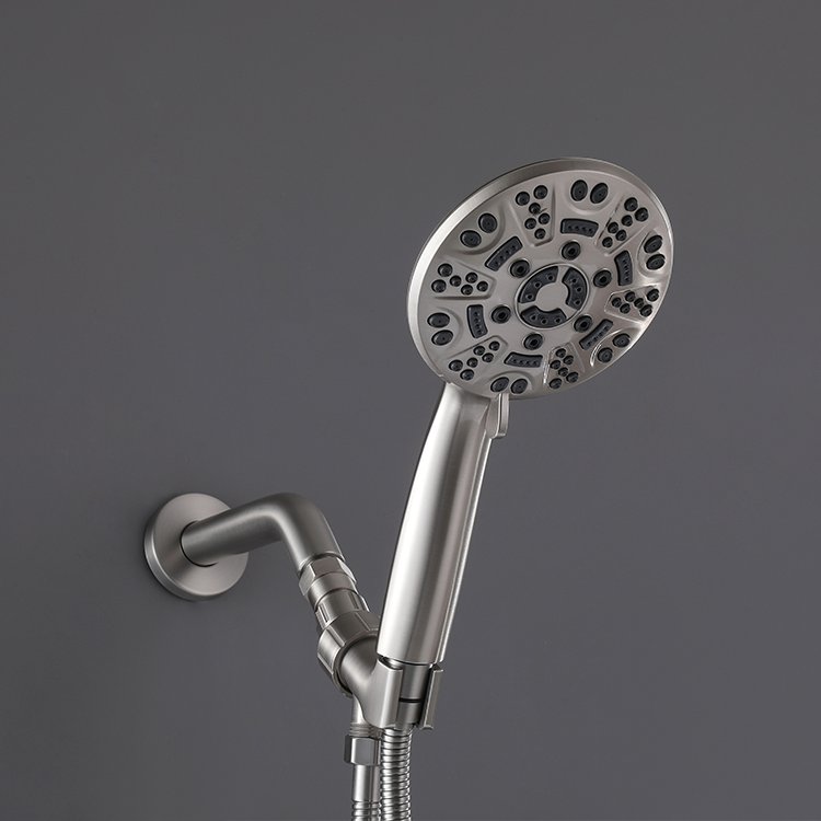 Contemporary Dual-Handle Chrome Bathroom Faucet Polished Brass Shower Faucet Set Rain-Spray Tub Spout Ceramic Valve