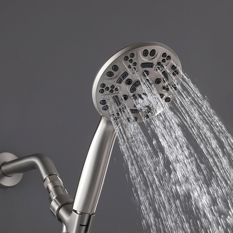 Contemporary Dual-Handle Chrome Bathroom Faucet Polished Brass Shower Faucet Set Rain-Spray Tub Spout Ceramic Valve