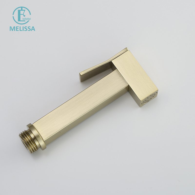 Melissa Brass Bathroom Brushed gold toilet bidet sprayer shattaf set square Handheld shower Angle Valve