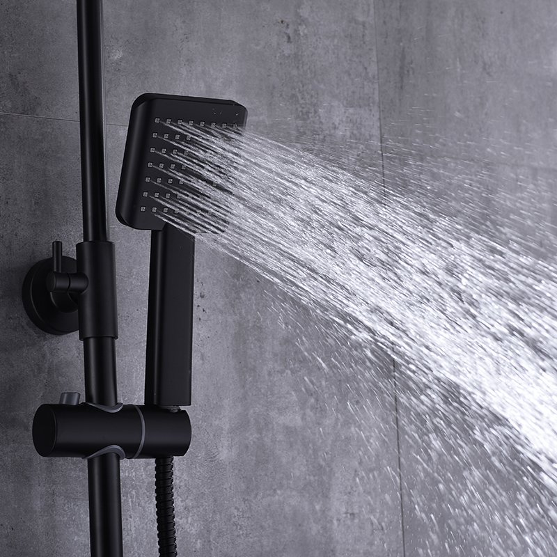 Wall Mounted High Pressure Shower System Shower Head with Hand Spray Black Shower Set