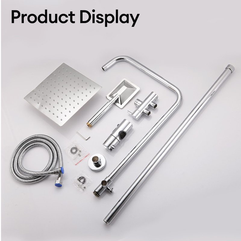 One in two out mixing valve bathtub faucet split type shower set with top spray and handheld shower functions