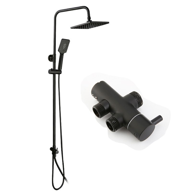 One in two out mixing valve bathtub faucet split type shower set with top spray and handheld shower functions