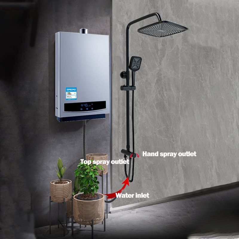 One in two out mixing valve bathtub faucet split type shower set with top spray and handheld shower functions