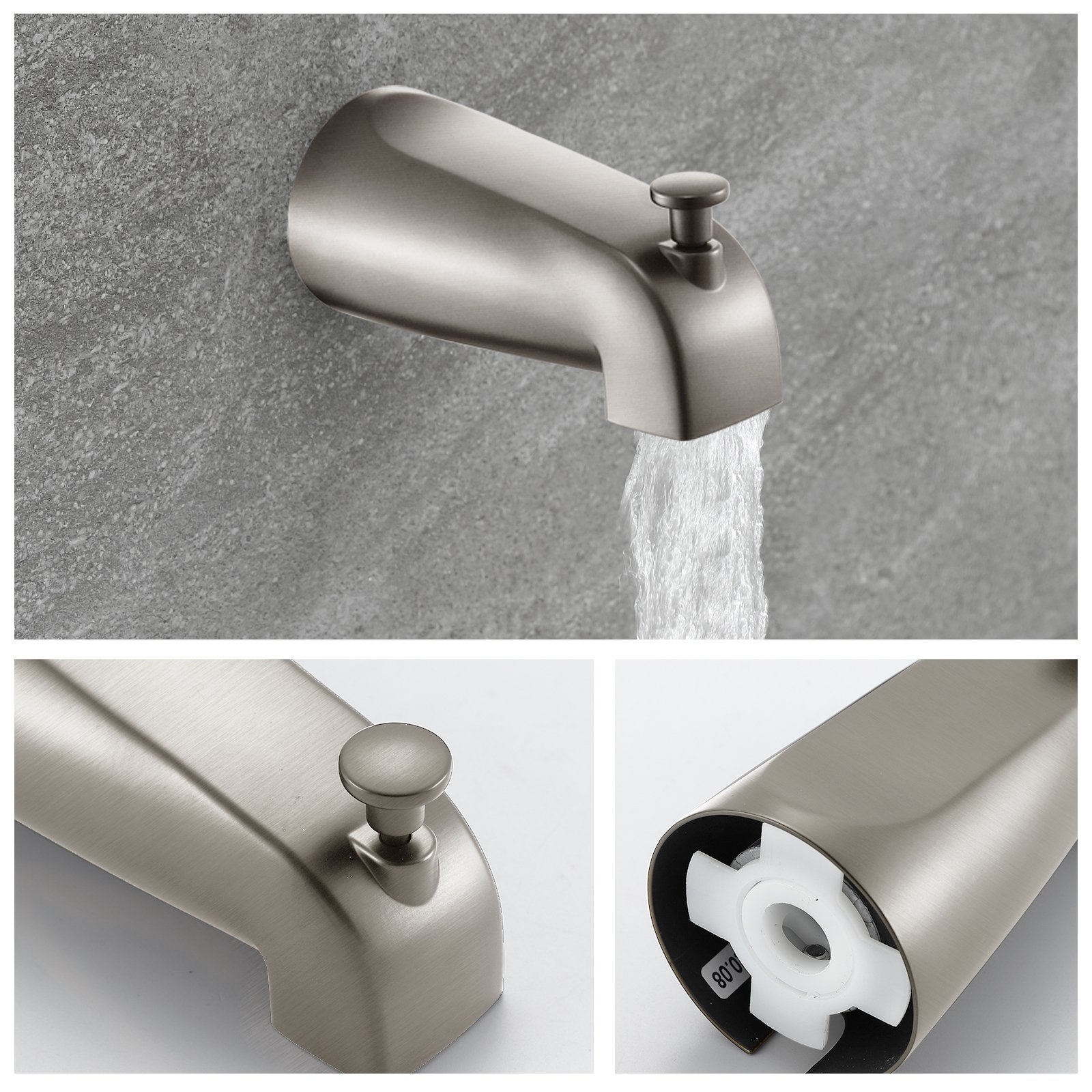 Wall Mounted Concealed Brass Bathroom Shower Faucet Trim Kits Pressure Balance Valve and tub spout with diverter