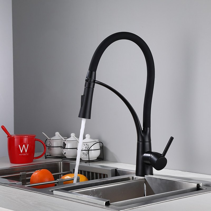 Bolei Black Gold Brass Pullout Spray Kitchen Sink Faucet High Quality Hose Design