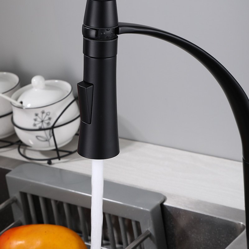 Bolei Black Gold Brass Pullout Spray Kitchen Sink Faucet High Quality Hose Design