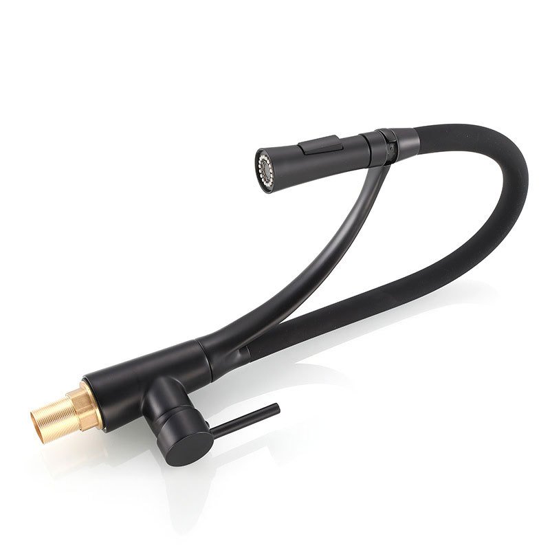 Bolei Black Gold Brass Pullout Spray Kitchen Sink Faucet High Quality Hose Design