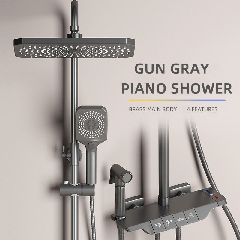 Modern Bathroom Shower Set System Round Shower Head Hot and Cold Brass 3 way Chrome Shower Set